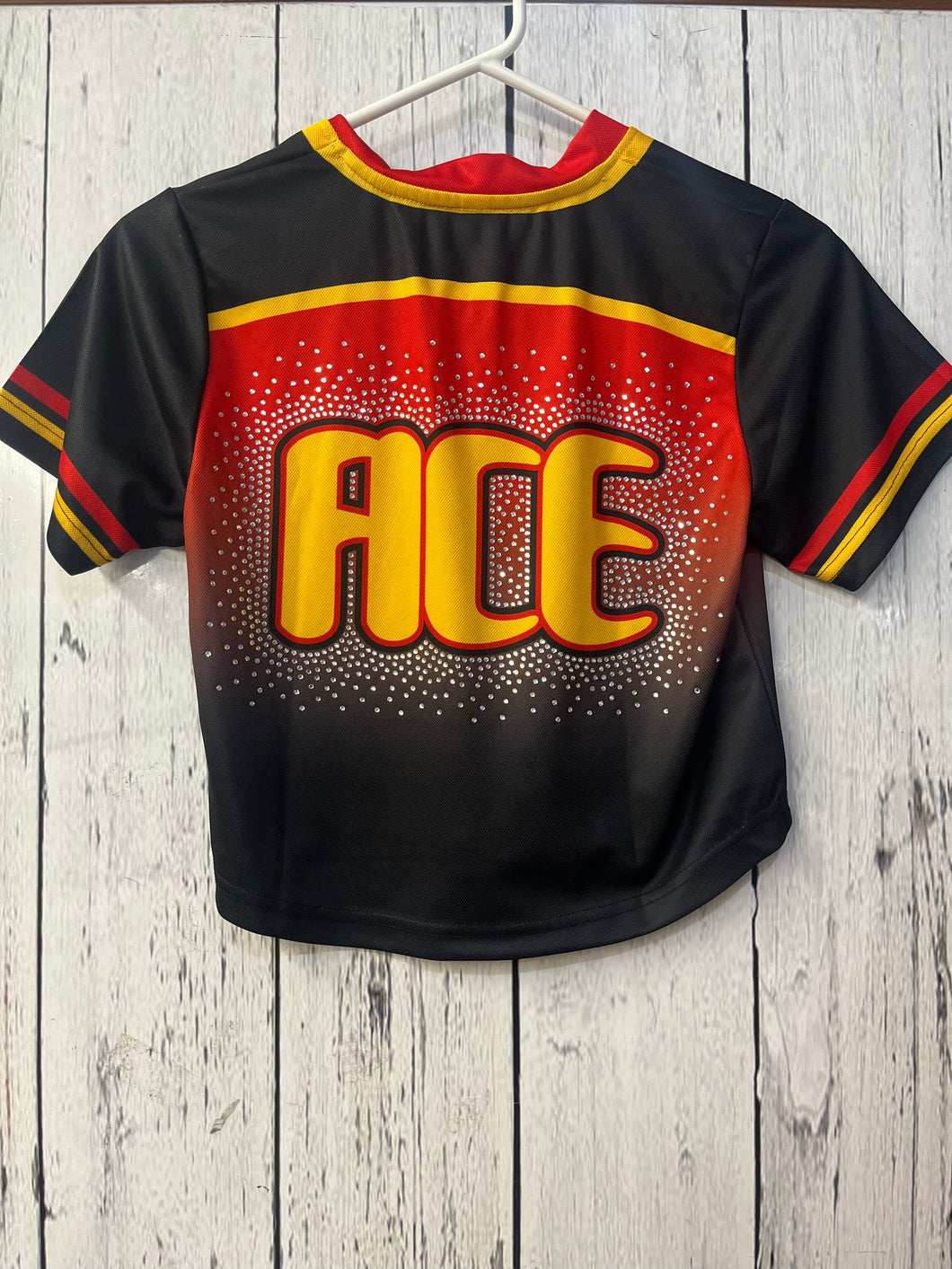 ACE cropped Jersey with Rhinestones